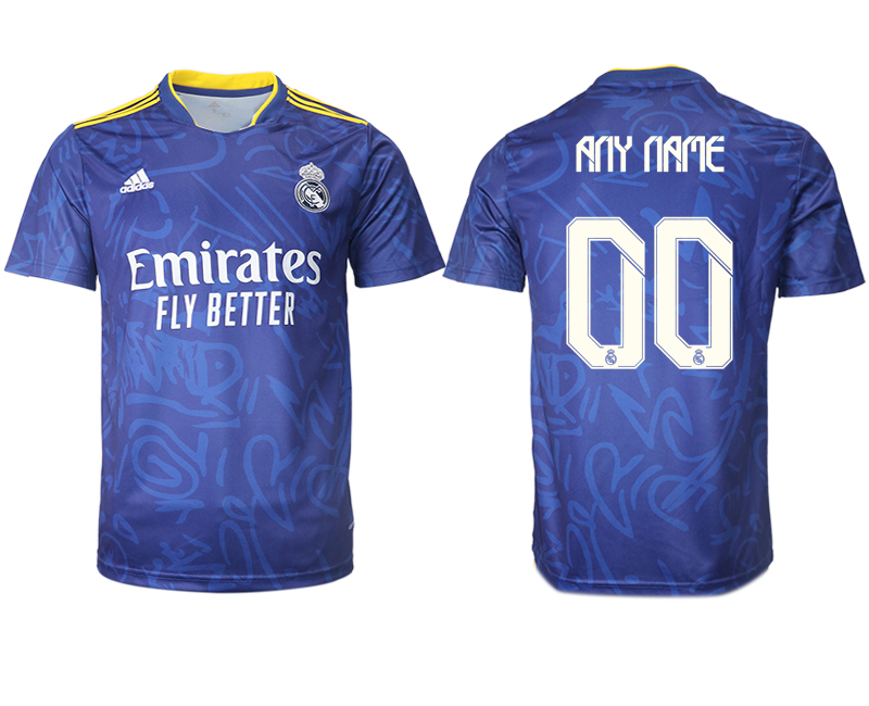 Cheap Men 2021-2022 Club Real Madrid away aaa version blue customized Soccer Jersey